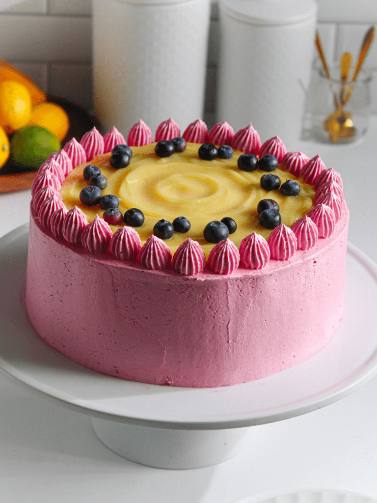 Blueberry Lemon Curd Cake eggless and vegan