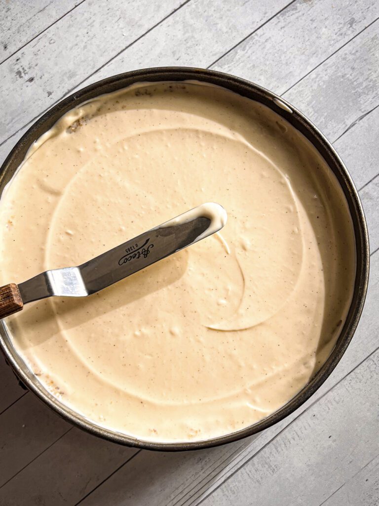 how to make creamy eggless Caramel Pecan Cheesecake