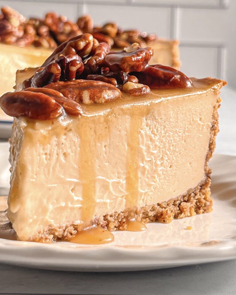 how to make creamy eggless Caramel Pecan Cheesecake