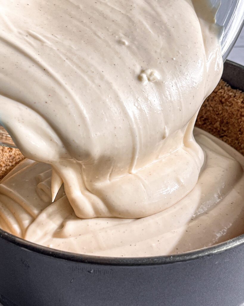 how to make creamy eggless Caramel Pecan Cheesecake