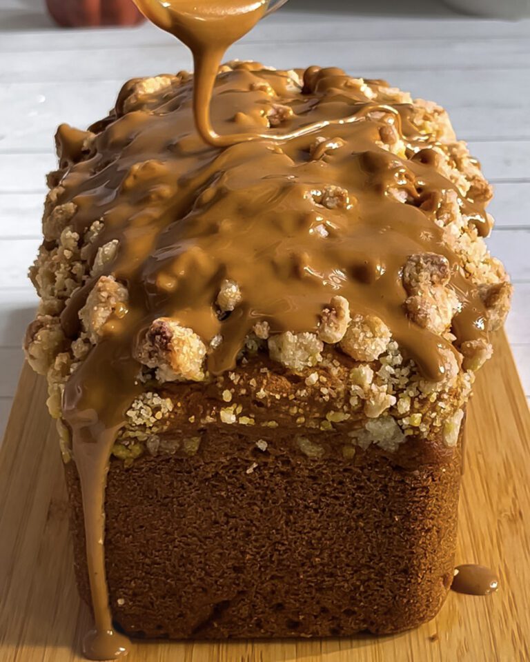 eggless and vegan Pumpkin Bread with Biscoff Glaze