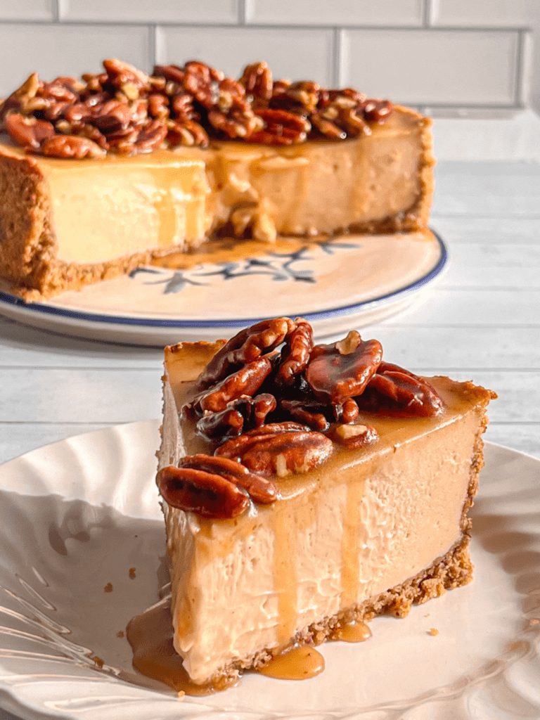 how to make creamy eggless Caramel Pecan Cheesecake