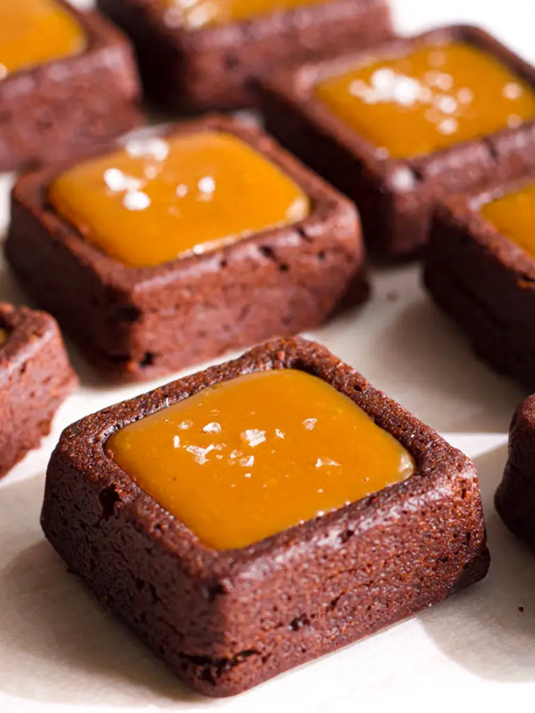 Mini Salted Caramel Brownies for christmas and birthday parties