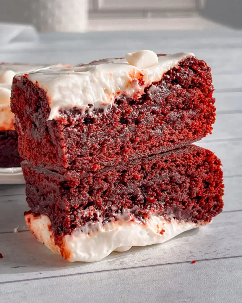 Fudgy eggless red velvet brownies Best eggless red velvet brownies