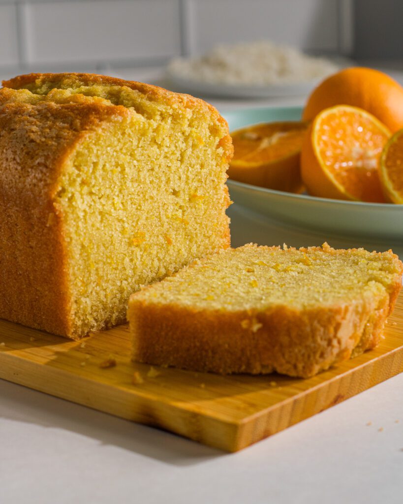Homemade orange loaf cake with simple ingredients