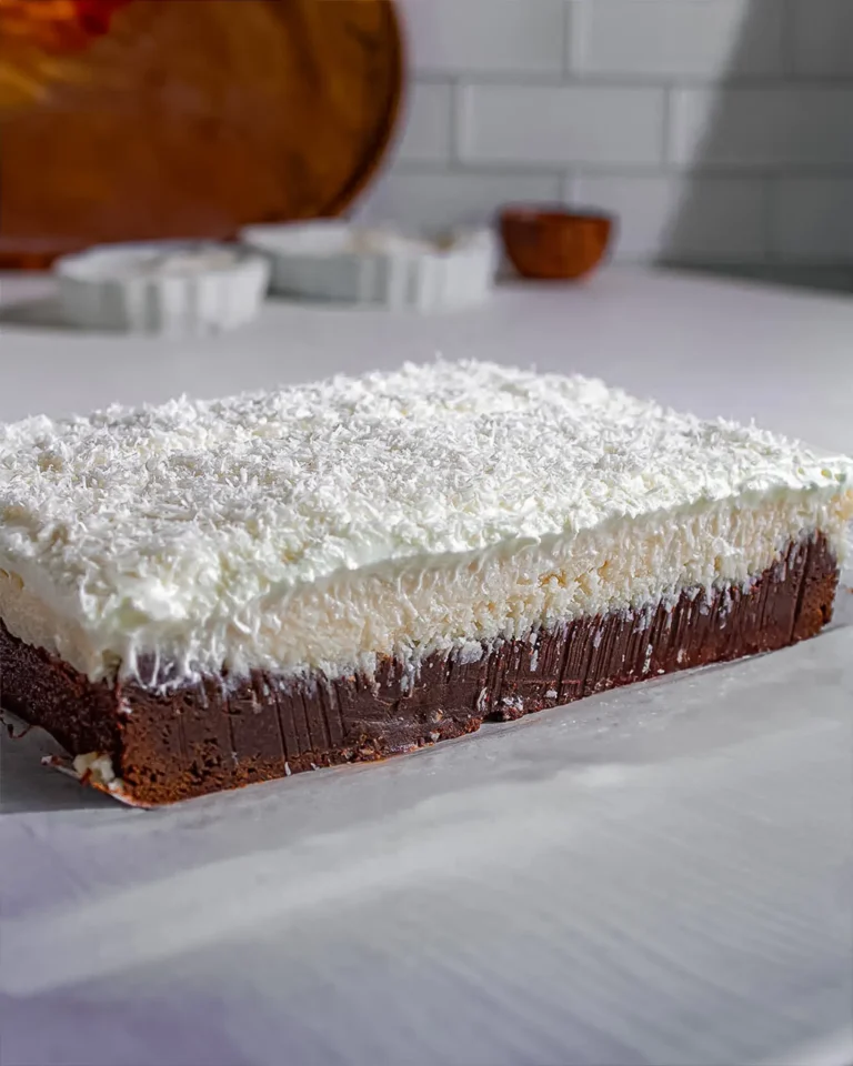 Layered brownies with coconut filling