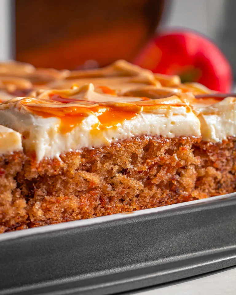 eggless apple cake with caramel and frosting
