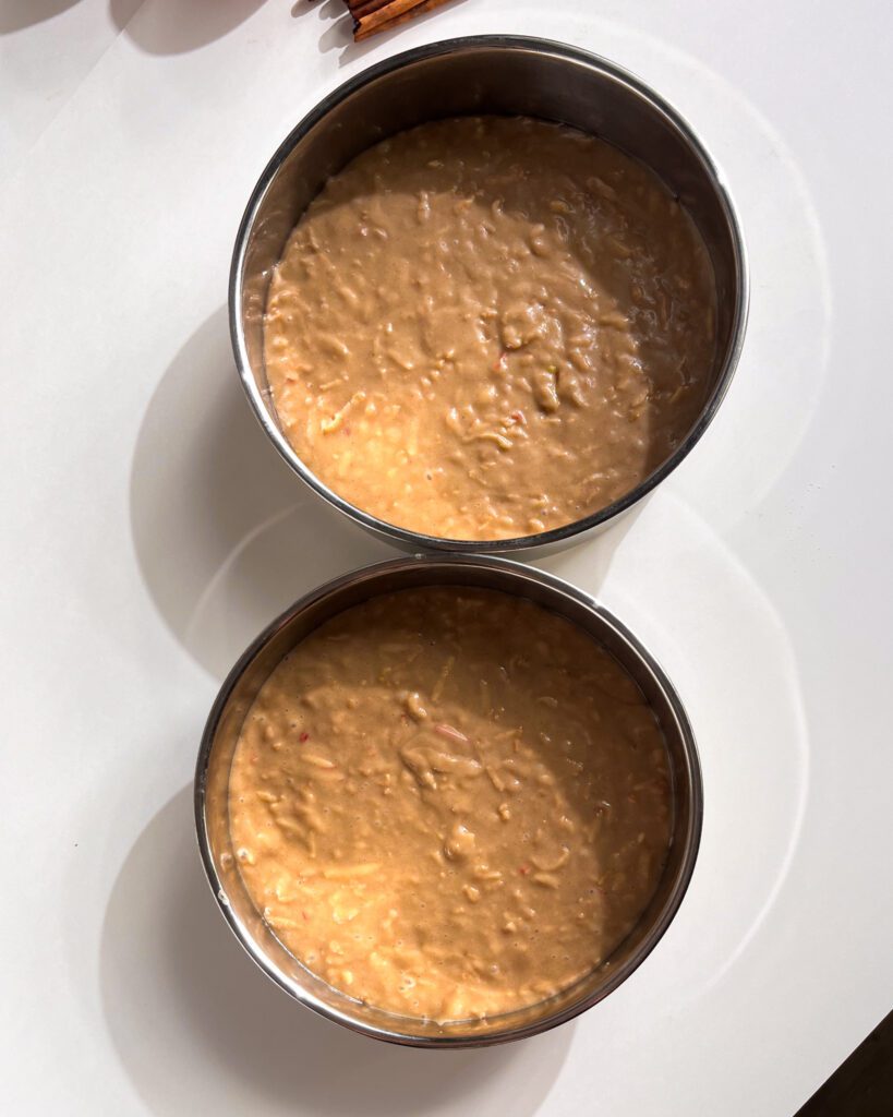 dairy-free eggless apple cake with vegan caramel buttercream