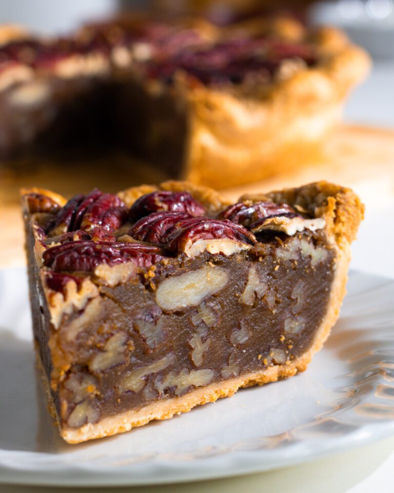 Eggless Gooey Pecan Pie on a plate