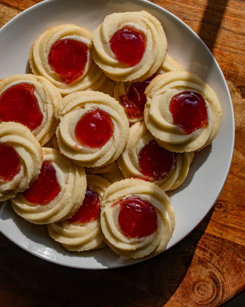 Jam Filled Butter Cookies for christmas without eggs and dairy