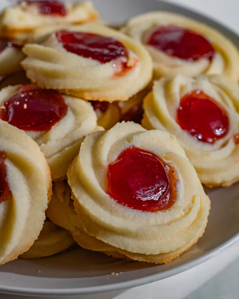 Jam Filled Butter Cookies on a plate