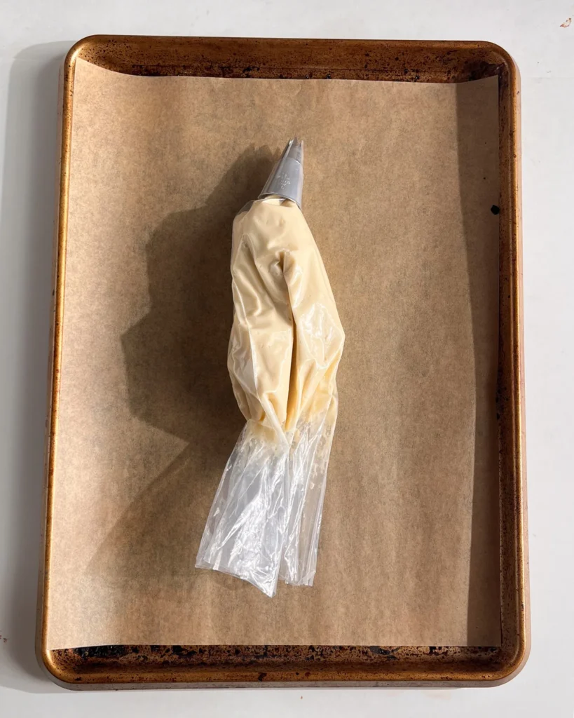 Jam Filled Butter Cookie dough in a piping bag