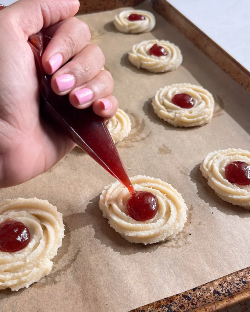 strawberry Jam Filled Butter Cookies step by step
