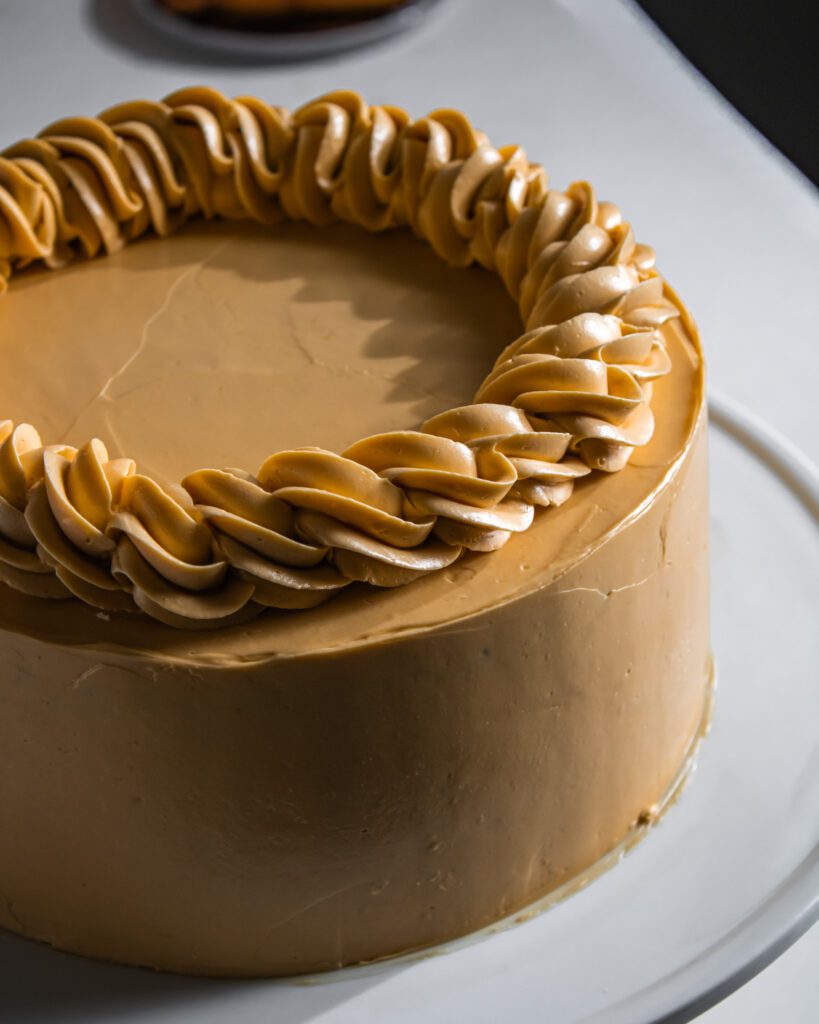 eggless apple cake for Christmas with caramel buttercream