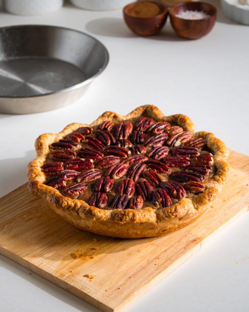 freshly baked homemade Eggless Gooey Pecan Pie