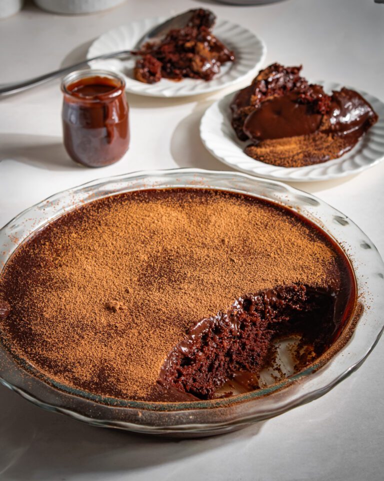 Vegan moist fudgy Eggless Chocolate Pudding Cake recipe step by step