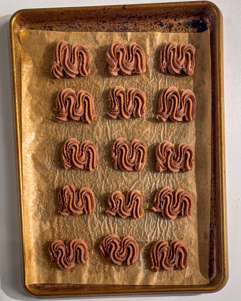 how to make Chocolate Butter Cookies (spritz biscuits)