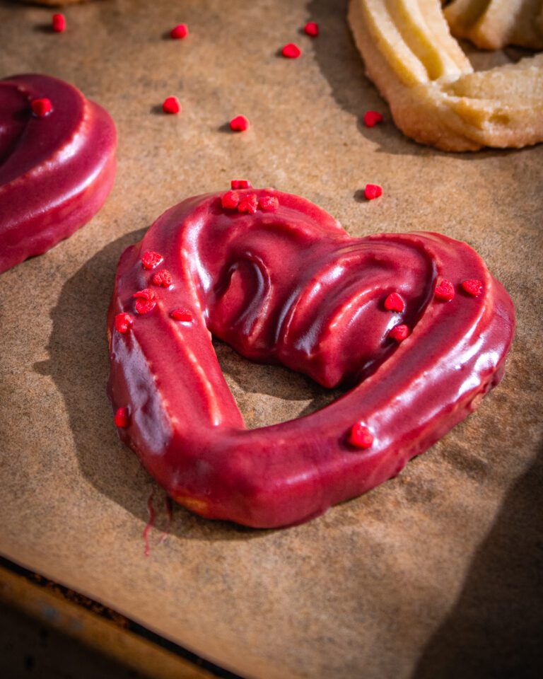 Chocolate-dipped heart-shaped cookies for Valentine’s Day