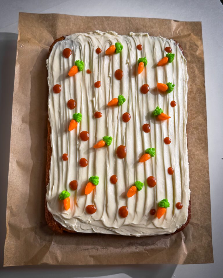 homemade eggless carrot cake for Easter