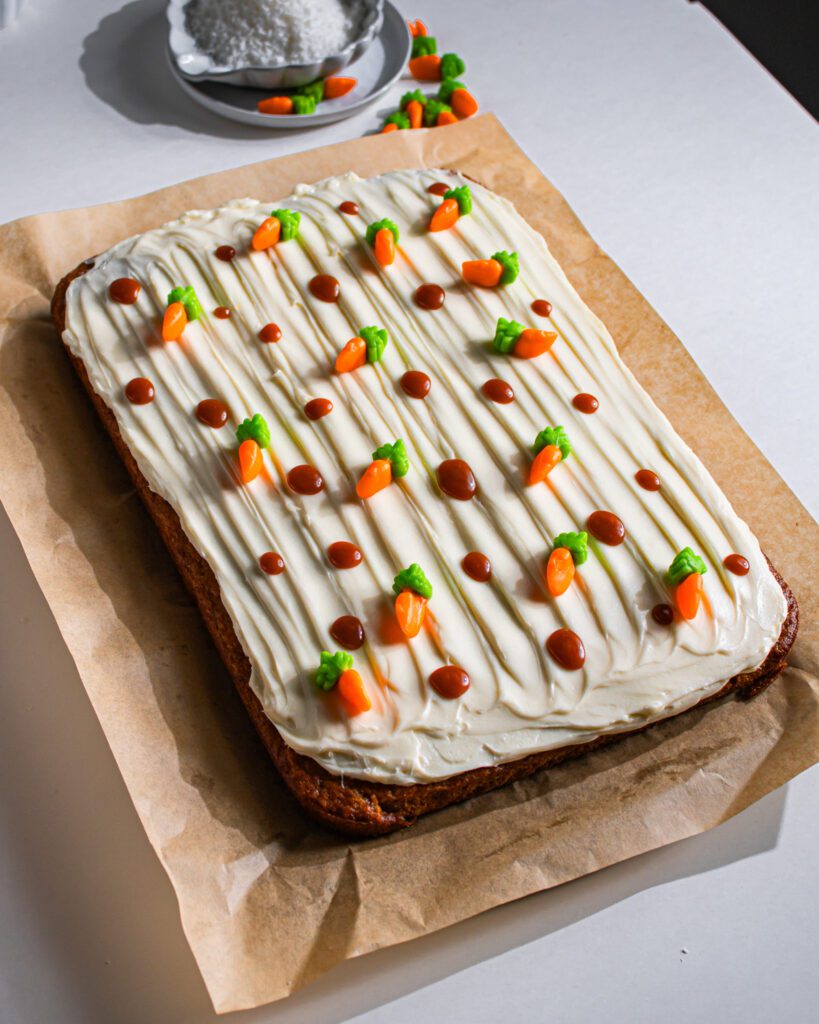 eggless moist crumb of eggless carrot cake close up