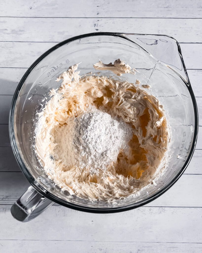 whipped chocolate cream cheese frosting step1