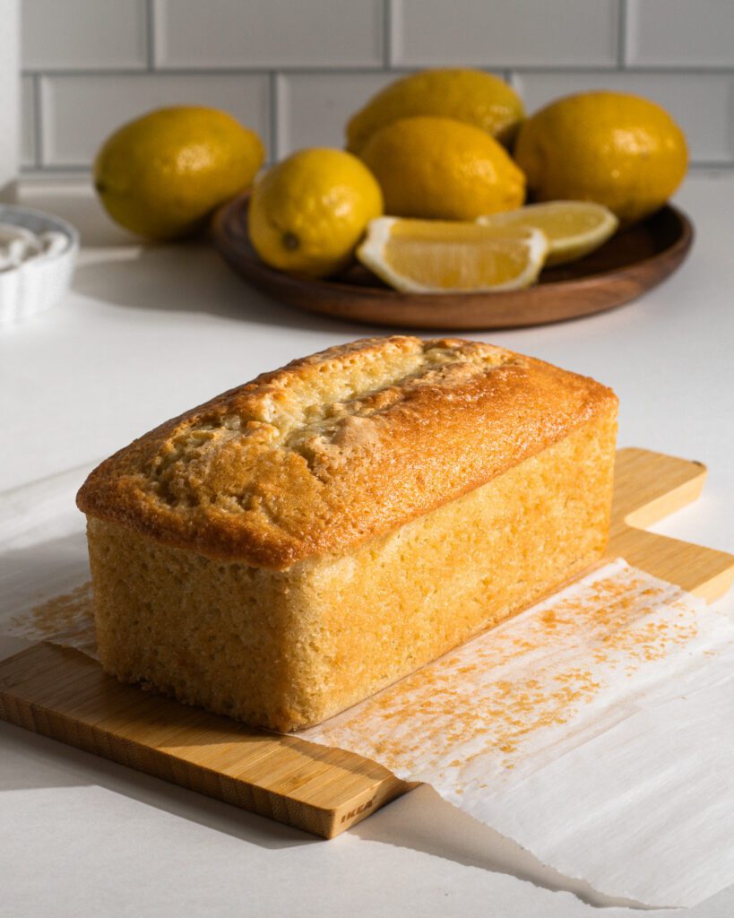 Freshly baked lemon coconut loaf cake